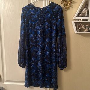 Perfect for every occasion! Multicolored blue floral on a black backdrop.